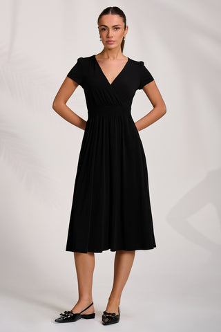 Cap Sleeve Printed Jersey Midaxi Dress, Black