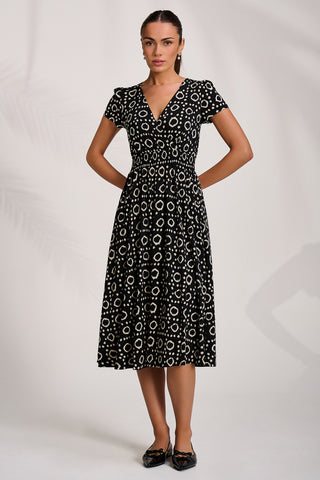 Cap Sleeve Printed Jersey Midaxi Dress