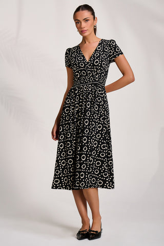Cap Sleeve Printed Jersey Midaxi Dress
