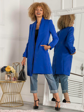 Open Neckline Coat, Royal Blue