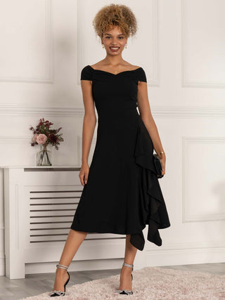 Desiree Frill Fit & Flare Dress, Black