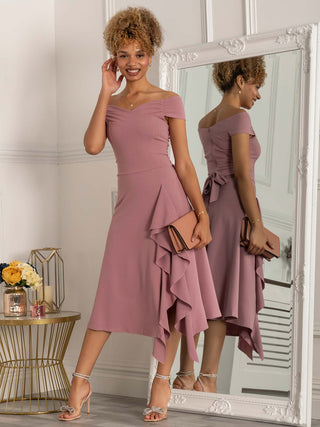 Desiree Frill Fit & Flare Dress, Mauve Jolie Moi Wholesale Desiree Frill Fit & Flare Dress, Mauve Jolie Moi Wholesale