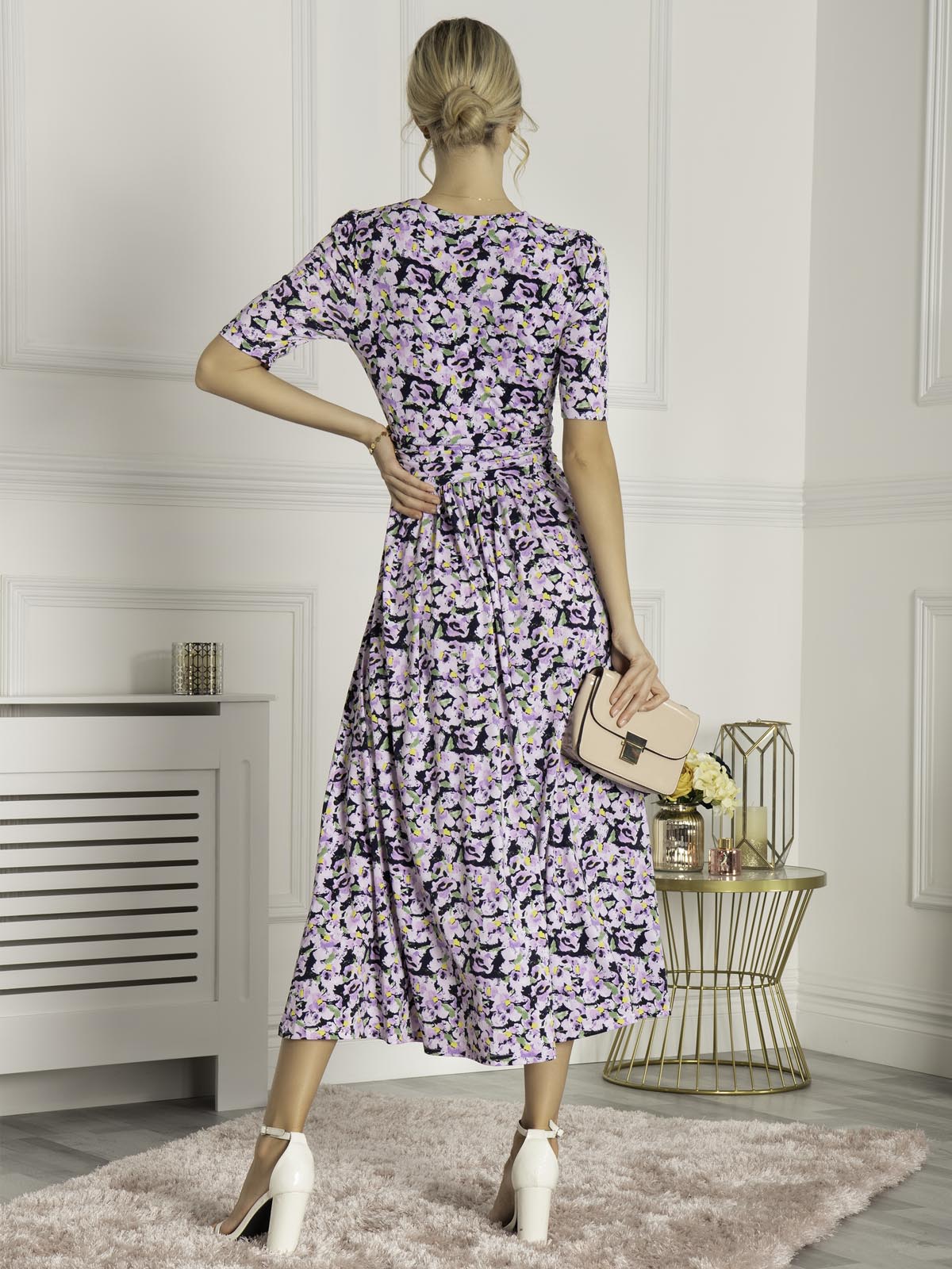 Jolie Moi Quinna Wrap Front Maxi Dress, Navy Floral