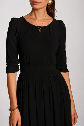 3/4 Sleeve Modal Viscose Midi Dress, Black