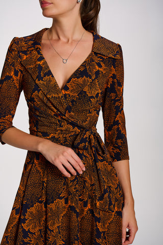 Wrap Front Jersey Maxi Dress, Navy Floral