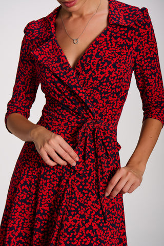 Wrap Front Jersey Maxi Dress, Red Abstract