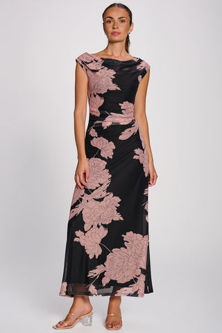 Multiway Neckline Mesh Maxi Dress, Pink Floral