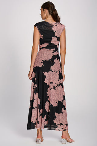 Multiway Neckline Mesh Maxi Dress, Pink Floral
