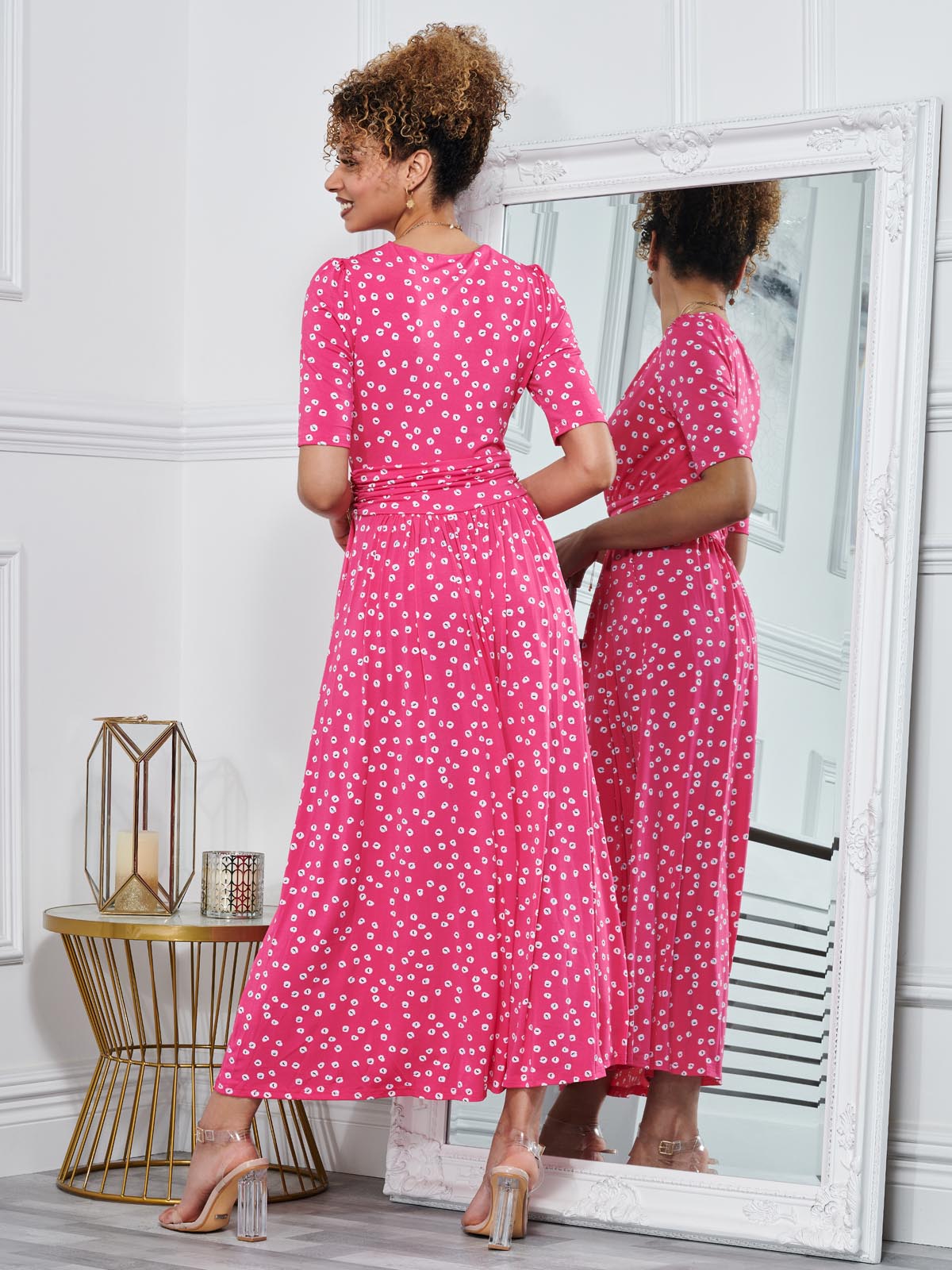 Lyanna Wrap Front Maxi Dress, Hot Pink
