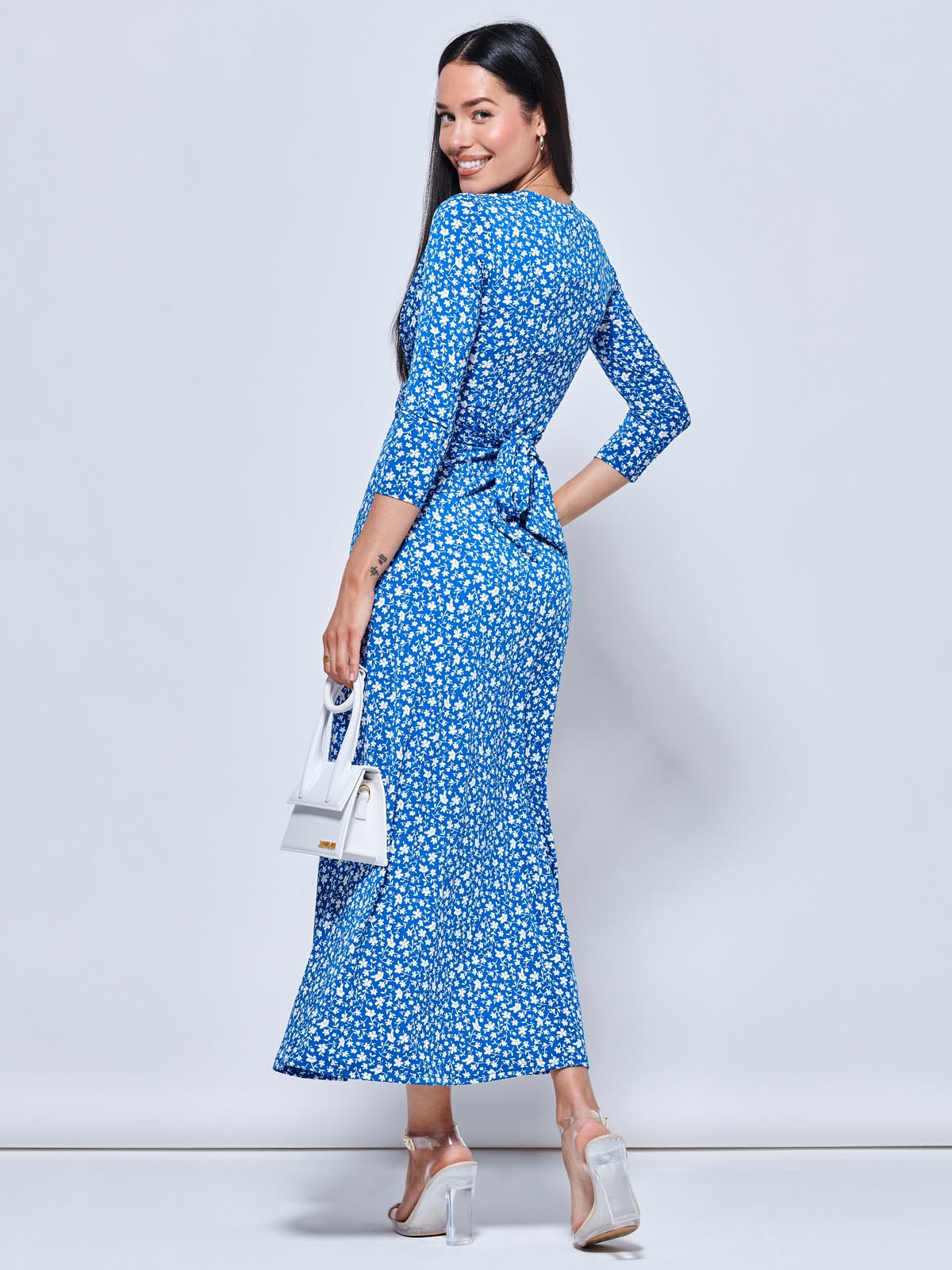 Hayat Twist Front Jersey Maxi Dress, Blue Floral
