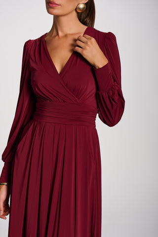 Long Sleeve Soft Jersey Maxi Dress, Burgundy