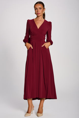 Long Sleeve Soft Jersey Maxi Dress, Burgundy