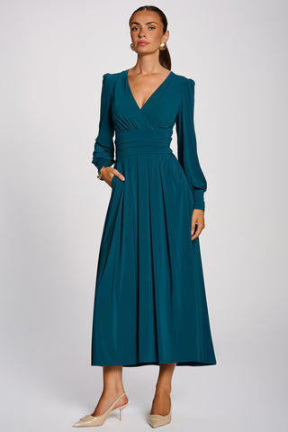 Long Sleeve Soft Jersey Maxi Dress, Teal