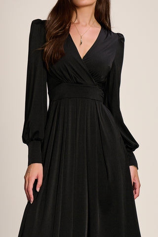 Long Sleeve Slinky Jersey Maxi Dress, Black