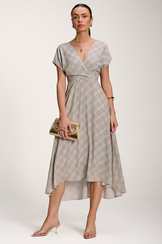Check Print Maxi Dress, Blue Check