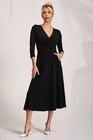 Fit and Flare Jersey Midi Dress, Black Jolie Moi Wholesale Fit and Flare Jersey Midi Dress, Black Jolie Moi Wholesale