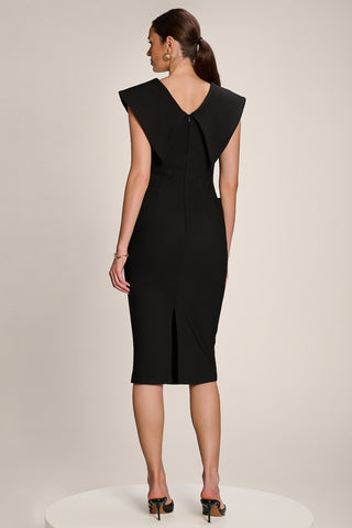 Statement Collar Hourglass Midi Dress, Black