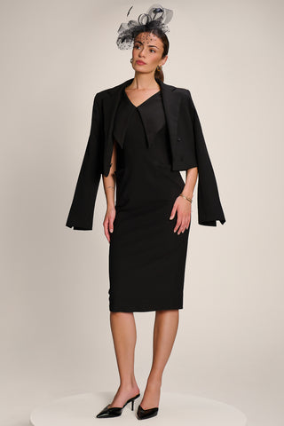 Statement Collar Hourglass Midi Dress, Black