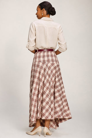 Asymmetric Check Maxi Skirt, Pink Check