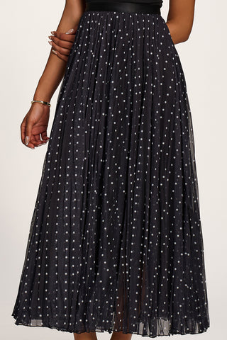 Spotty Crinkle Mesh Maxi Skirt, Black Spot