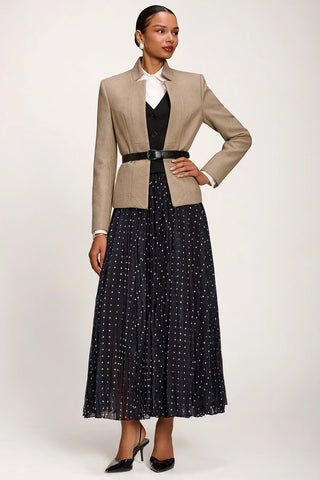 Spotty Crinkle Mesh Maxi Skirt, Black Spot