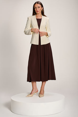 3/4 Sleeve Plain Jersey Maxi Dress, Brown