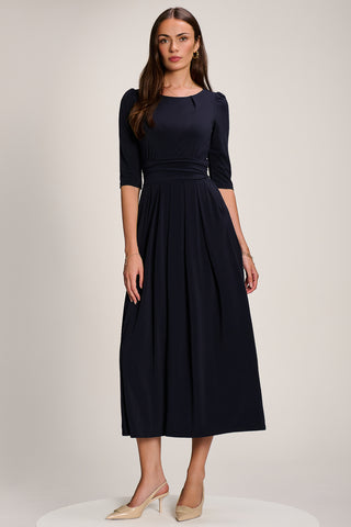 3/4 Sleeve Plain Jersey Maxi Dress, Navy