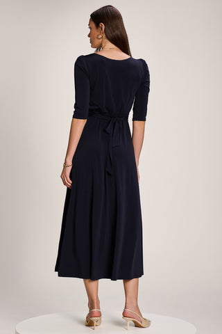 3/4 Sleeve Plain Jersey Maxi Dress, Navy