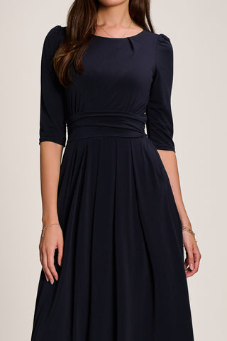 3/4 Sleeve Plain Jersey Maxi Dress, Navy