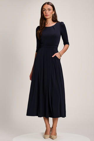 3/4 Sleeve Plain Jersey Maxi Dress, Navy