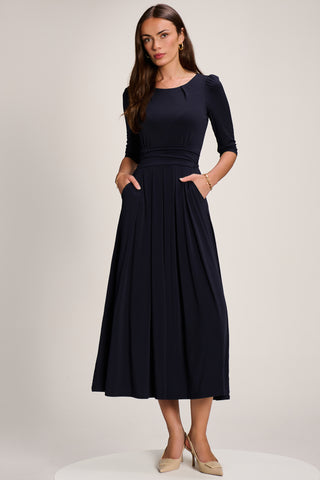 3/4 Sleeve Plain Jersey Maxi Dress, Navy