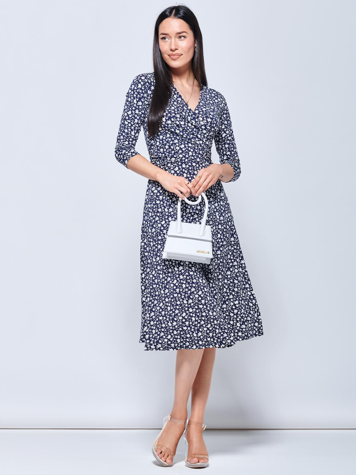 Gretta Jersey Fit & Flare Dress, Navy Floral