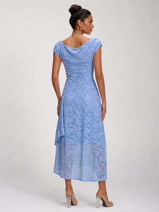 Lace Sequin Embellished Midi Dress, Blue