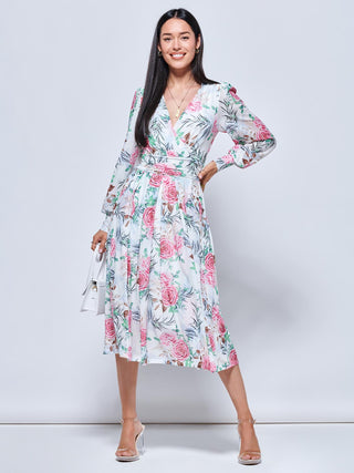 Floral Print Long Sleeve Mesh Midi Dress Jolie Moi Wholesale Floral Print Long Sleeve Mesh Midi Dress Jolie Moi Wholesale