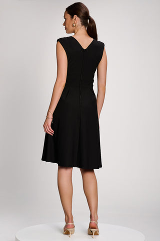 Plain Sleeveless Midi Dress, Black