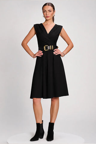 Plain Sleeveless Midi Dress, Black