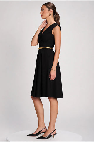 Plain Sleeveless Midi Dress, Black