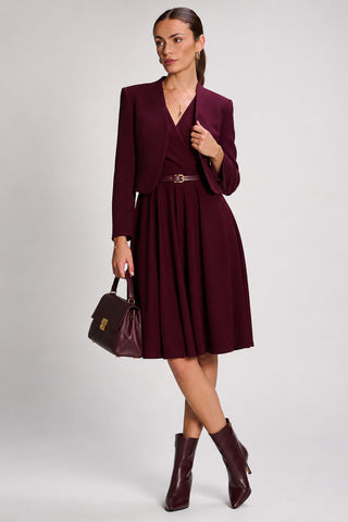 Plain Sleeveless Midi Dress, Burgundy