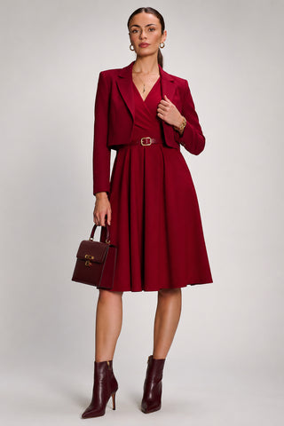 Plain Sleeveless Midi Dress, Dark Red