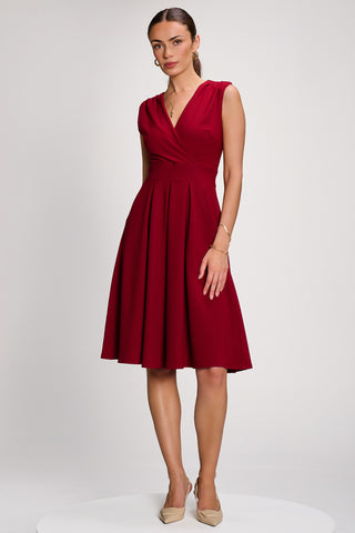 Plain Sleeveless Midi Dress, Dark Red
