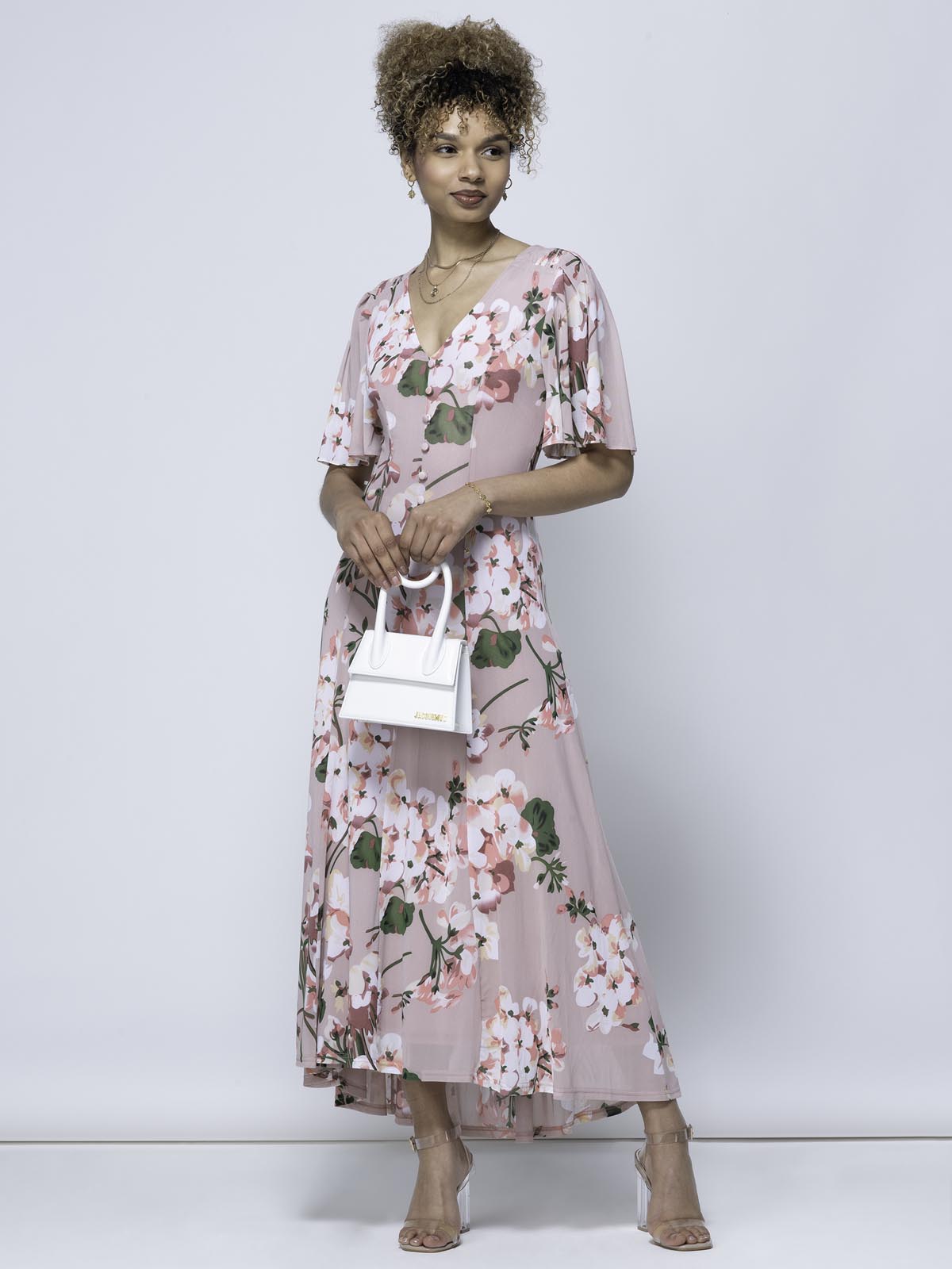 Mabilla Floral Print Mesh Maxi Dress, Dusty Pink – Jolie Moi Wholesale