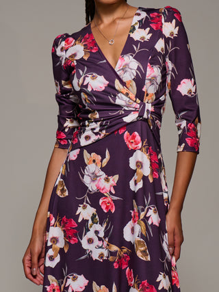 Jersey Fit & Flare Maxi Dress, Purple Floral