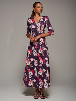 Jersey Fit & Flare Maxi Dress, Purple Floral
