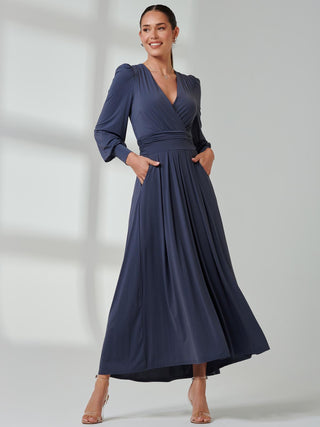 Long Sleeve Super Soft Jersey Maxi Dress, Steel Blue Jolie Moi Wholesale Long Sleeve Super Soft Jersey Maxi Dress, Steel Blue Jolie Moi Wholesale