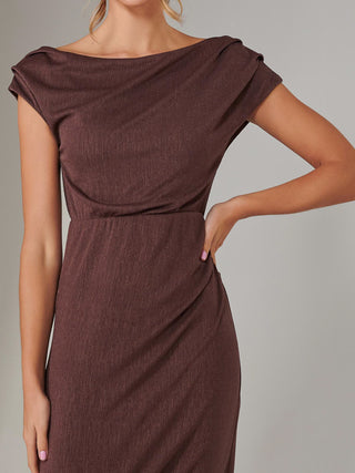 Asymmetrical Bodycon Midaxi Dress, Brown