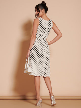 Polka Dot 1950's Inspired Swing Dress, Cream Polka Dot