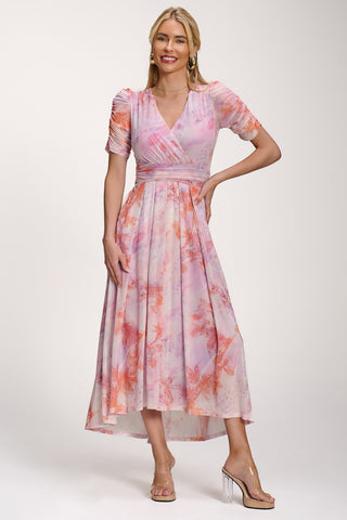 Petite Mesh Print Dip Hem Maxi Dress, Purple Multi