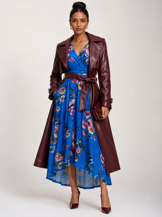 Petite Mesh Print Dip Hem Maxi Dress, Royal Blue Floral
