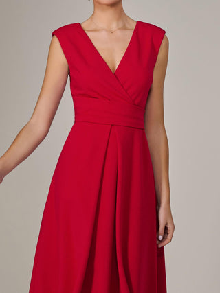 Sleeveless Tie Waist Midi Dress, Red