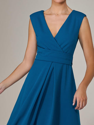 Sleeveless Tie Waist Midi Dress, Teal